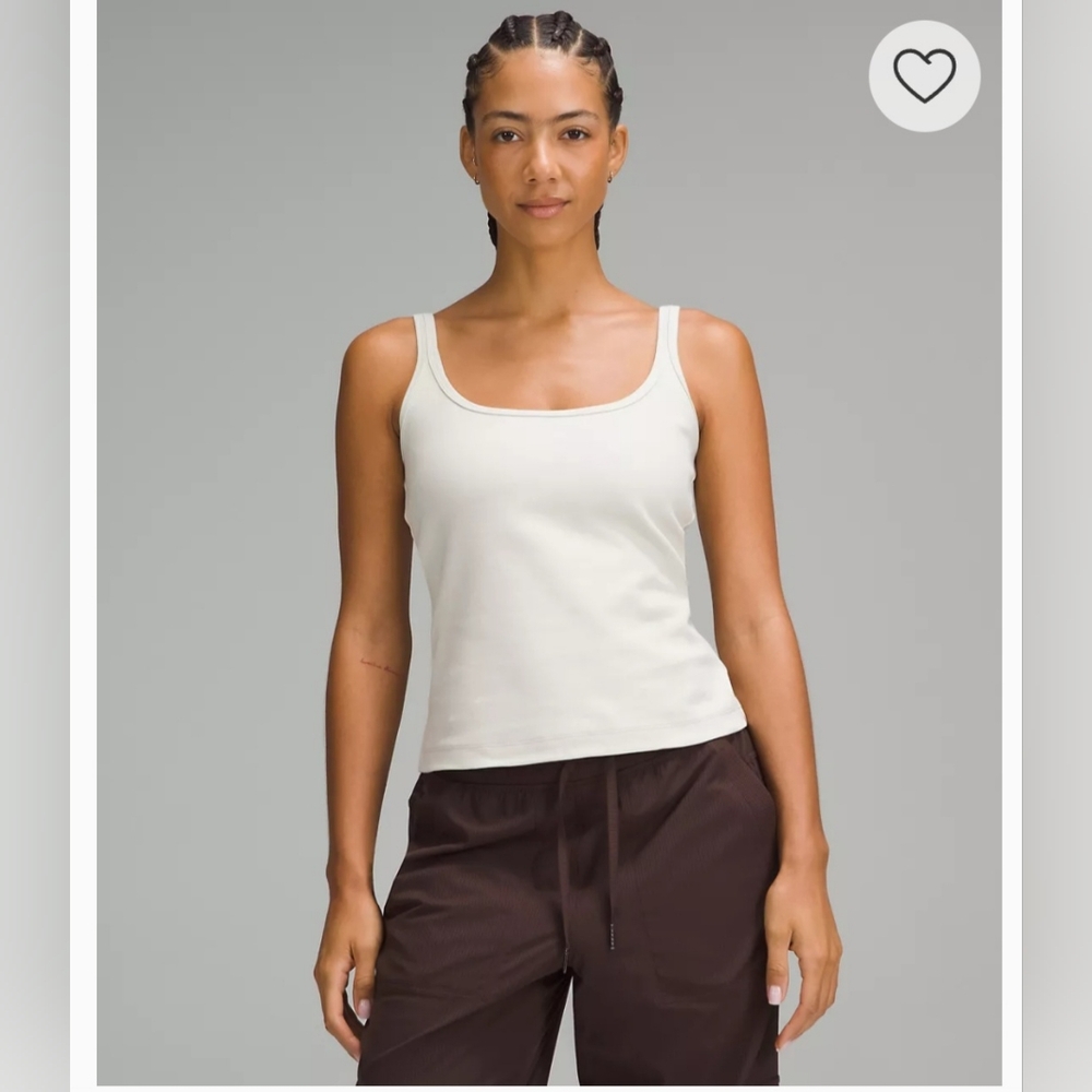NWOT-Lululemon Slim-Fit Stretch Cotton Tank In Bone Size Small